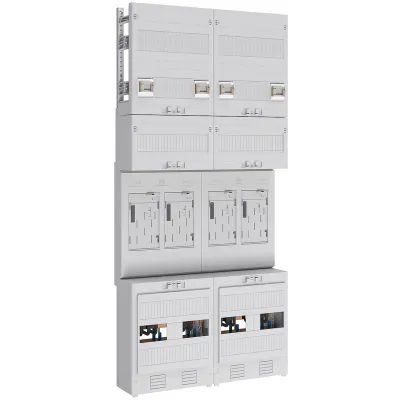 ABN Zählerplatz eHZ 4Z EZ27440 | 4 Zähler | 5-polig | sperrbarer HS/OKK | 500x1050mm | Verdrahtet | IP20 | weiß