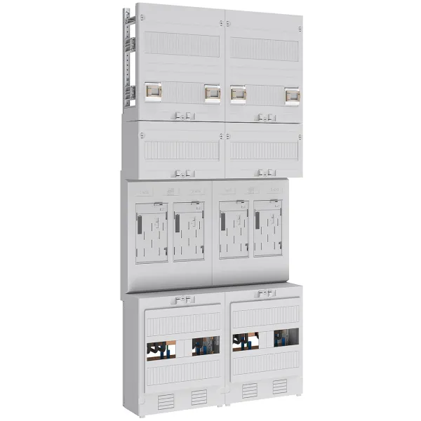 ABN Zählerplatz eHZ 4Z EZ27440 | 4 Zähler | 5-polig | sperrbarer HS/OKK | 500x1050mm | Verdrahtet | IP20 | weiß