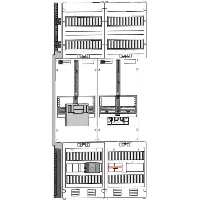 Abn Zählerplatz Z27710Z | Komplettfeld 3PKT 1Z 1T mit HLAK/Kanal | IP43 | SK2 | 5-polig | 250x1050x210mm