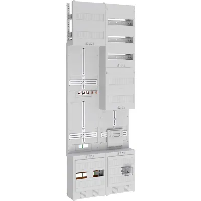 ABN Zählerplatz Z29121FR | Komplettfeld 2 Zähler 2-stöckig | 5-polig | 7 Reihen | 500x1350 mm | Warmepumpenfeld | weiß