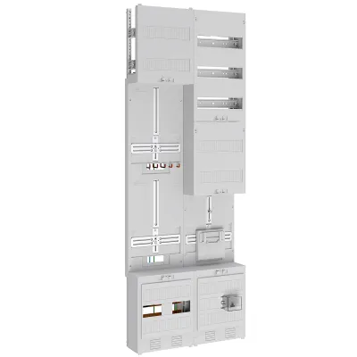ABN Zählerplatz Z29121FR | Komplettfeld 2 Zähler 2-stöckig | 5-polig | 7 Reihen | 500x1350 mm | Warmepumpenfeld | weiß