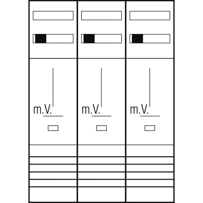 ABN Zählerplatz Z37130 | 3Pkt 3Z | 5-polig mit Klemmstein | 750x1050mm | 1-stöckig | verdrahtet | Sammelschiene