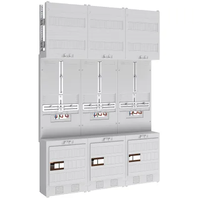 ABN Zählerplatz Z37730 | 3-fach | 1-stöckig | mit Verdrahtung | 5-polige Sammelschiene | 750x1050mm | weiß RAL9002