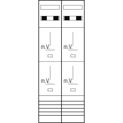 ABN Zählerplatz 3-Punkt 4Z Z29140 | 5-polig | mit Klemmstein | 2-stöckig | 500x1350mm | verdrahtet | geschlossen