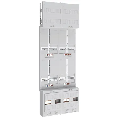 ABN Zählerplatz 3-Punkt 4Z Z29140 | 5-polig | mit Klemmstein | 2-stöckig | 500x1350mm | verdrahtet | geschlossen