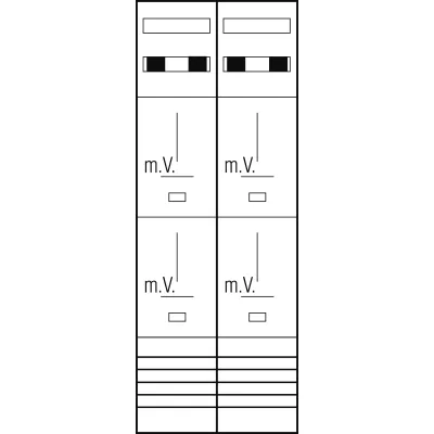 Abn Zählerplatz Z29740 | Zählerschrank 3-Punkt 4Z | mit Klemmstein & Kanal | 5-polig | 500x1350 mm | 2-stöckig