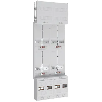 Abn Zählerplatz Z29740 | Zählerschrank 3-Punkt 4Z | mit Klemmstein & Kanal | 5-polig | 500x1350 mm | 2-stöckig