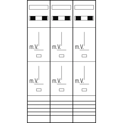 ABN Zählerplatz Z39160 | 3-Punkt 6-fach mit Klemmstein | 5-polig | 2-stöckig | 750x1350mm | verdrahtet | geschlossen