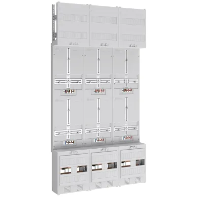 ABN Zählerplatz Z39160 | 3-Punkt 6-fach mit Klemmstein | 5-polig | 2-stöckig | 750x1350mm | verdrahtet | geschlossen