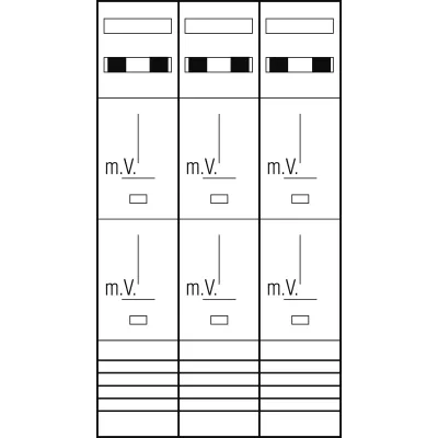Abn Zählerplatz Z39760 | 3Pkt 6Z Komplettfeld | 2-stöckig | 5-polig | mit Klemmstein/Kanal | 750x1350mm | verdrahtet