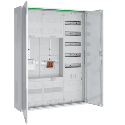 ABN Zählerschrank ABNRS307Z0011 | 3 Felder 1 Zählerplatz 5-polig | Aufputz/Unterputz | IP44 | Stahl weiß 800x1100x210 mm
