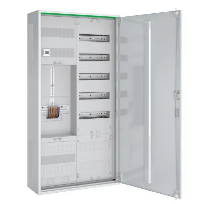 ABN Zählerschrank ABNRS207Z0021 | 1-stöckig | 1 Zählerplatz | 63A | AP/UP | 2 Felder | 5 Reihen | Stahl | IP44