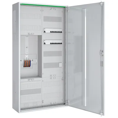 ABN Zählerschrank ABNRS207Z0611 | Komplettschrank 3-Punkt 1 Zählerplatz | 5 Reihen | APZ | HLAK 63A | IP44 | weiß