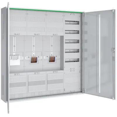 ABN Zählerschrank ABNRS407Z0012 | 3 Zählerplätze | Aufputz/Unterputz | 1-stöckig | 4 Felder | IP44 | Stahl weiß