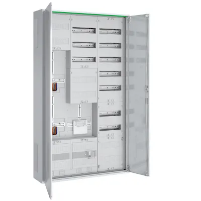 ABN Zählerschrank ABNRS309Z1412 | 2 Zählerplätze | Wärmepumpenfeld | IP44 | Stahl | weiß | 1400x800x210 mm