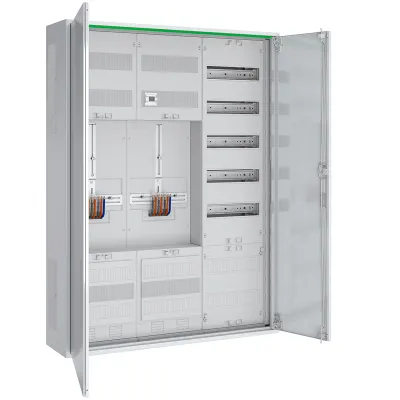 ABN Zählerschrank ABNRS307Z0022 | Komplettschrank 2 Zählerplätze | 3 Felder | 5-reihig | APZ-Raum | 63A | IP44 | Weiß