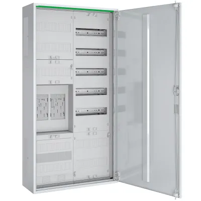 ABN Zählerschrank ABNRS207E0012 | eHZ Komplettschrank 2 Zähler | 5-reihig | APZ-Raum RJ45 | IP44 | AP/UP | weiß