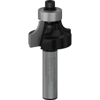 Bosch Abrundfräser 2608628340 | für Holz & Massivholz | Schaft 8 mm | Ø 24,7 mm | Radius 6 mm | Anlaufkugellager