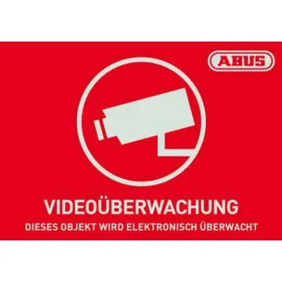 ABUS Warnaufkleber Videoüberwachung AU1420 | CCTV Hinweis | 148x105mm | beidseitig bedruckt | Vinyl | rot