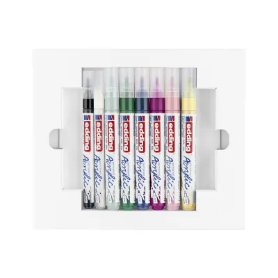 edding Acrylmarker Set 4-SES8N | Acrylstifte fein & medium | wasserfest | 8 nordic Farben