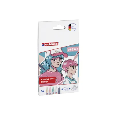 edding Manga Stifte Set 4-5300-1800-5-1 | Acrylmarker & Fineliner | 5-teilig | für Manga Zeichnen | mehrfarbig