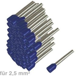 Aderendhülsen 2,5mm² 15mm mit blauem Kunststoffkragen 100Stk 46228