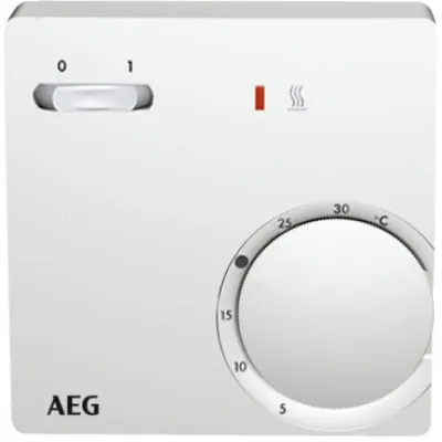 AEG Raumtemperaturregler RT 601 SN 223298 | 2-Punkt-Regler | 230V 10A | Aufputz | Bimetall | LED-Anzeige | Weiß