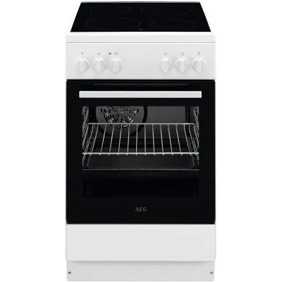 AEG Standherd CCB54090BW | Elektroherd 50 cm | Glaskeramik | 4 Kochzonen | 8 Heizarten | 57 L | A | weiß