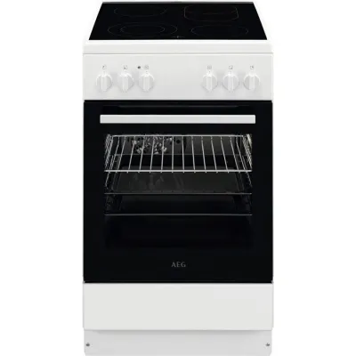 AEG Standherd CCB54091BW | Elektroherd 50cm | Glaskeramik-Kochfeld | 4 Kochzonen | 8 Heizarten | 57L | A | Weiß