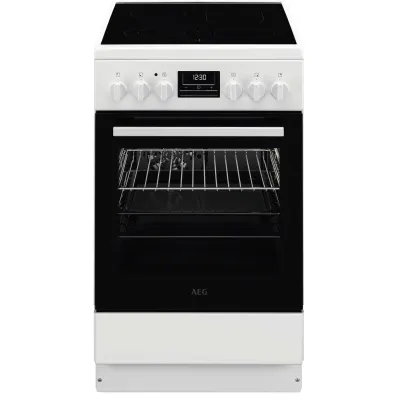 AEG Standherd CCB544BGBW | Glaskeramik-Kochfeld 50 cm | 4 Kochzonen | Backofen 57 l | Teleskopauszug | A | Weiß