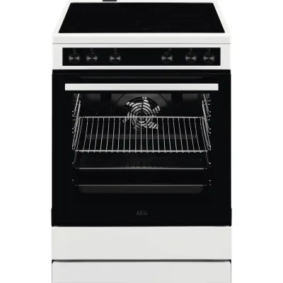 AEG Standherd CCB6206ABW | Elektroherd mit Glaskeramik-Kochfeld 60 cm | 4 Kochzonen | Umluft | 73 l | A | Weiß