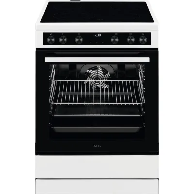 AEG Standherd CCB6442ABW | Elektroherd 60cm | Glaskeramik-Kochfeld | 4 Kochzonen | Grill | Energieklasse A | Weiß