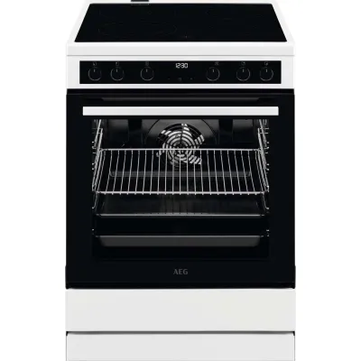 AEG Standherd CCB6445BBW | Glaskeramik-Kochfeld 60cm | 4 Kochzonen | Umluft | Teleskopauszug | Energieeffizienz A | weiß