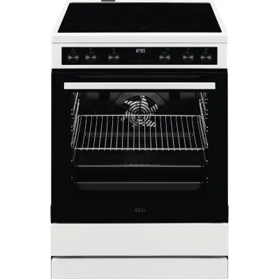 AEG Standherd CCB644BGBW 60 cm | Glaskeramik-Kochfeld 4 Zonen | Backofen 73l | 7 Funktionen | Energieeffizienz A | Weiß