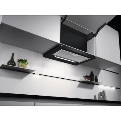 AEG Flachschirmhaube DPE5661B | Dunstabzugshaube 60 cm | 550 m³/h Abluft/Umluft | Energieklasse A | 70 dB | Schwarz