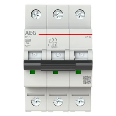 AEG Leitungsschutzschalter EN63C16 2CDS253088R0164 | 3-polig | 16A | C-Charakteristik | 6kA | 400V | IP40 | Elfaplus