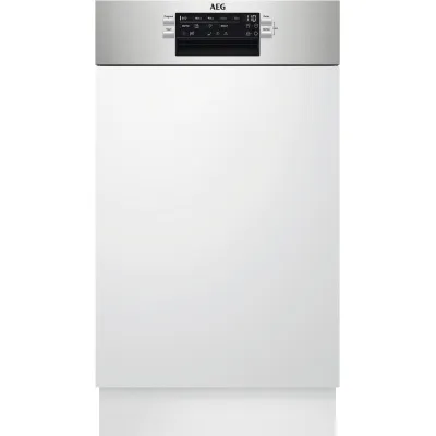 AEG Einbau-Geschirrspüler FEE73407ZM | 45 cm Breite | 9 Maßgedecke | AirDry | SoftGrip Glashalter | 44 dB | Edelstahl