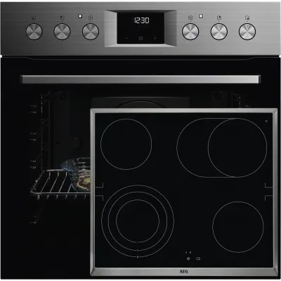 AEG Einbau Herdset FHHS24M01 | 72L Backofen A+ | Glaskeramikfeld 60cm 4 Zonen | Aqua-Reinigung | Teleskopauszug
