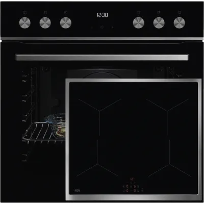 AEG Einbauherd-Set FHHS24M52 | Induktionskochfeld 60cm | 71L Backofen | FlexiRunners | Aqua-Reinigung | A+ | Schwarz