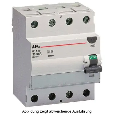 AEG FI-Schutzschalter FP A 4 40/300 286093 | Typ A | 4-polig | 40A | 300mA | 400V | Hutschiene 4TE | IP20 | Kunststoff