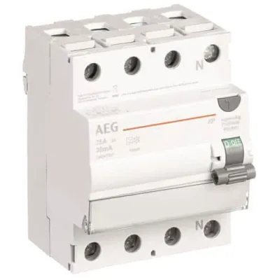 AEG FI-Schutzschalter FP A 4 25/030 | 4-polig | Typ A | 25A 30mA | FI-Schalter 400V | 4TE | Kunststoff