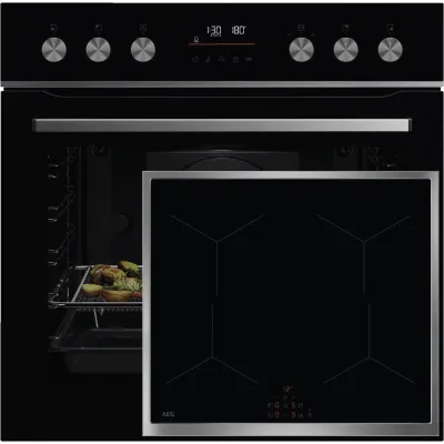AEG Einbau-Herdset FXHS24M61 | Induktionskochfeld 60cm | Pyrolyse | SteamBake | AirFry | 71l | Schwarz