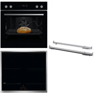 AEG Einbauherd-Set FXHS24M65 | Induktionskochfeld 60 cm | Pyrolyse | WLAN | Kerntemperatursensor | Schwarz