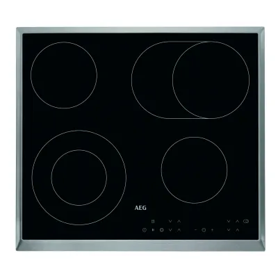 AEG HK634060XB Glaskeramik-Kochfeld | 60cm | 4 Kochzonen | Zweikreis | Bräterzone | Touch-Bedienung | Edelstahlrahmen (B-Ware)