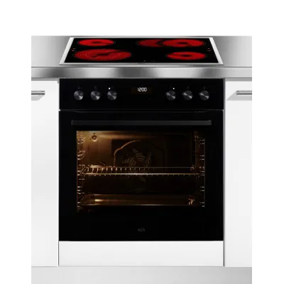 AEG Einbauherd-Set KOMBI3025B | Glaskeramikkochfeld | 72l | 4 Kochzonen | Heißluft | Grill | Schwarz