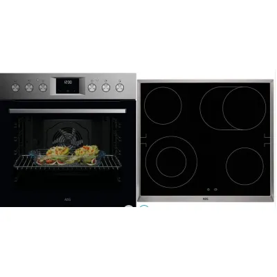 AEG Einbauherdset KOMBI3025P OU5PE40SM+HE604062XB | Pyrolyse-Selbstreinigung | 72L MaxiKlasse | 4 Kochzonen | Edelstahl