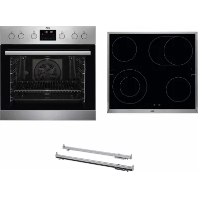 AEG Herd-Set KOMBI3026P OU5PE40SM+TA64RAS6XB | Einbauherd Pyrolyse | Glaskeramikkochfeld 60cm | 72L | A++ | Edelstahl