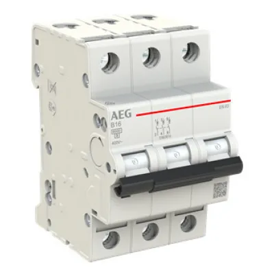 AEG Leitungsschutzschalter EN63B16 | 3-polig | B16A | 6kA | 400V | IP40 | Schraubanschluss | kaskadierbar