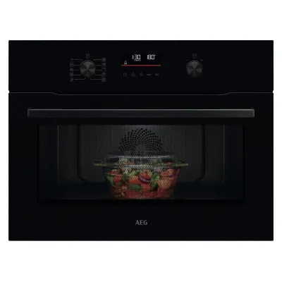 AEG Kompaktbackofen NKO5N40K / 944005143 | Einbau-Backofen mit Mikrowelle | 41 l Volumen | Heißluft | Grill | Schwarz