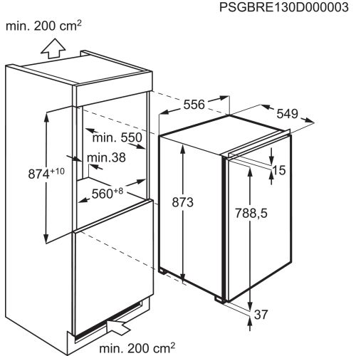 AEG Einbau Gefrierschrank TAB6L88EF 98L Weiß LowFrost 88cm E Touch